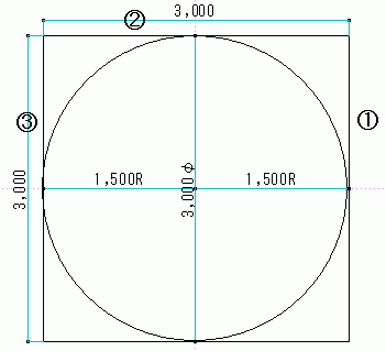 3点指示で真円を描いた画像です。